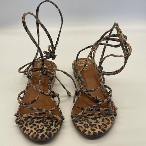 Vince Camuto Prasetta Gladiator Wedge Sandals Size 8 Cheetah Print Leather - Picture 4 of 13
